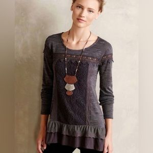 Meadow Rue | Medium‎ Purple/Dark Grey Detailed Lacey Top
